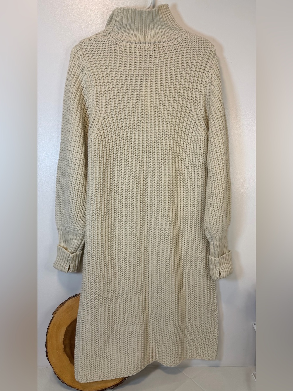 Anthropologie Moon River Cream Knit High Mock Neck Sweater Dress Women’s Medium - Picture 4 of 13